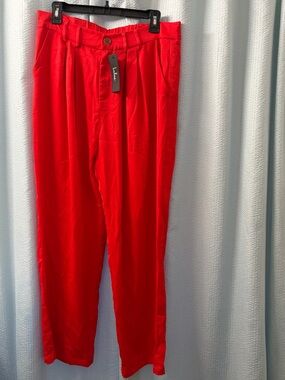 Lulu's Bright Red Pleated Pants